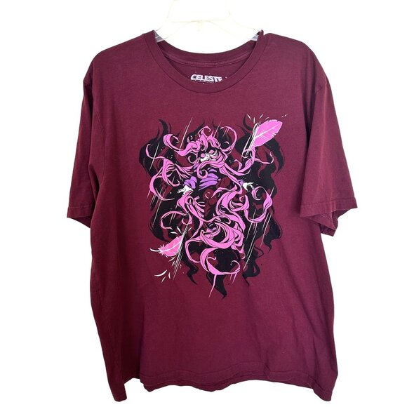 Fangamer Celeste 3X Burgundy Cotton T Shirt Graphic Gamer Tee Unisex Red - Picture 1 of 7